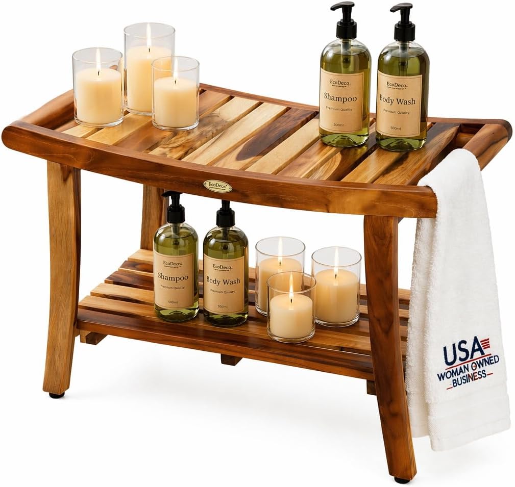 Outdoor Furniture Teak - Banc de douche en teck, tabouret