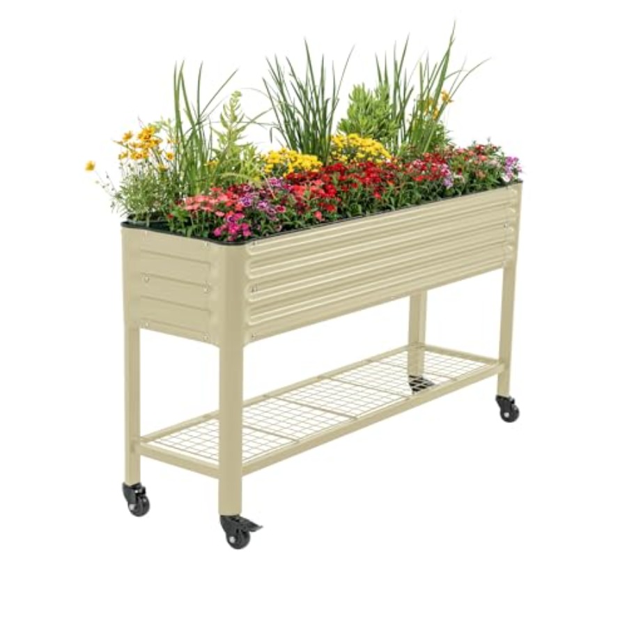 Garden Storage Box - Jardinière surélevée à roulettes, 5,5 pieds,