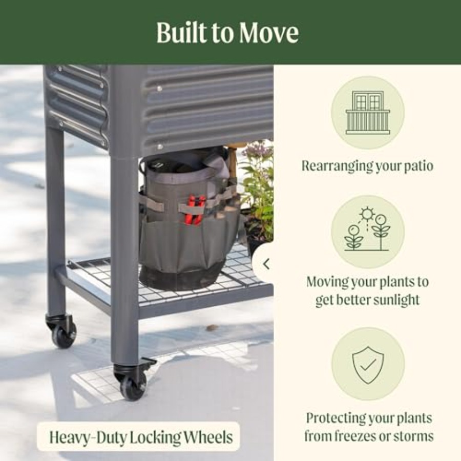 Jardinière surélevée à roulett - Garden Storage Box avis et prix